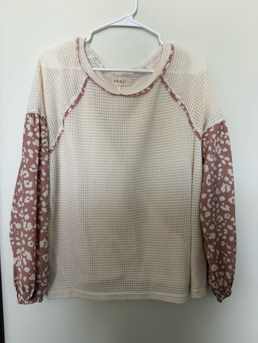 Stylish Mixed Media Sweater - Cream & Blush Floral